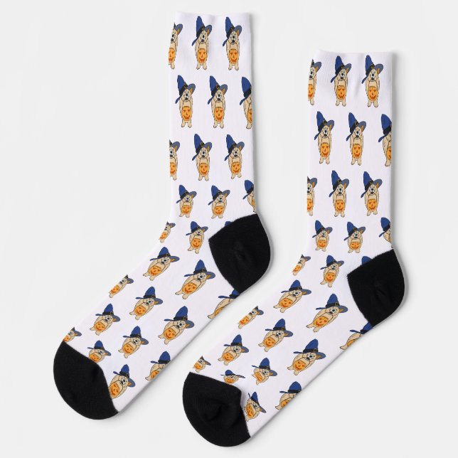 Hexen-Kürbis-Hund Socken (Linkes Detail)