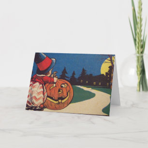 Hexen-Kürbis-Jack-O-Lantern-Vollmond-Kürbisschnitz Karte
