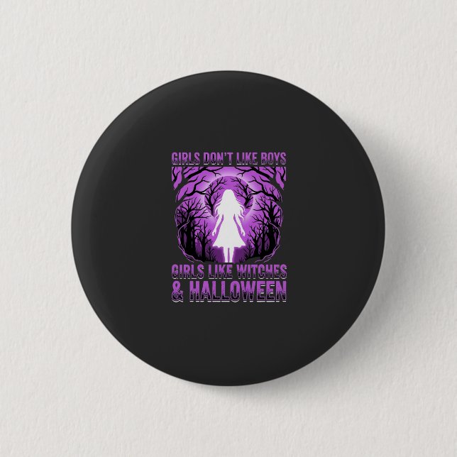 Hexen-Mädchen Halloween-Design Button (Vorderseite)