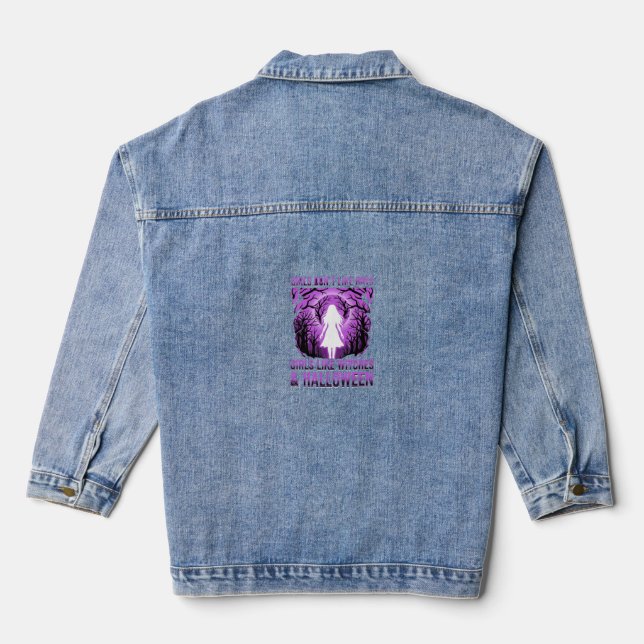 Hexen-Mädchen Halloween-Design Jeansjacke (Rückseite)