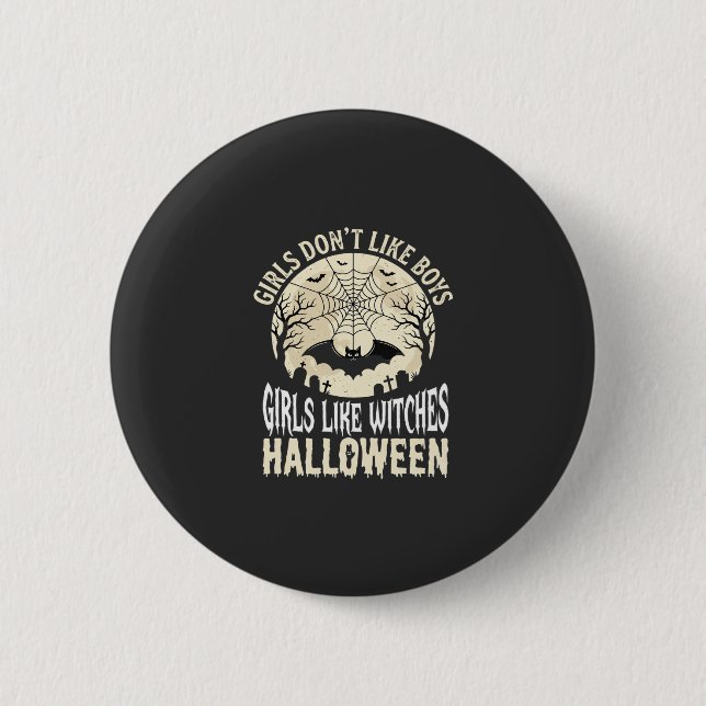 Hexen Mädchen Halloween Fledermaus Design_1 Button (Vorderseite)