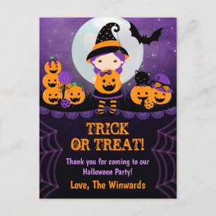 Hexen-Mädchen-Kürbisse Halloween-Party Vielen Dank Postkarte