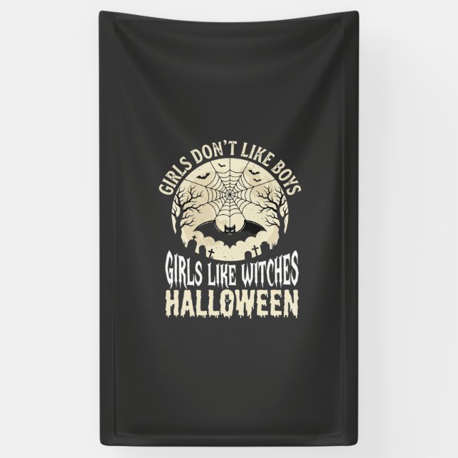 Hexen-Mädchen mögen Halloween-Fledermaus-Design_1 Banner (Vertikal)