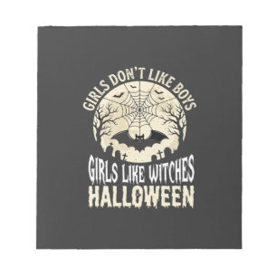 Hexen-Mädchen mögen Halloween-Fledermaus-Design_1 Notizblock