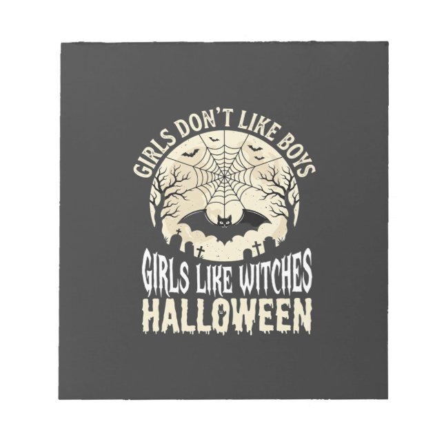 Hexen-Mädchen mögen Halloween-Fledermaus-Design_1 Notizblock (Vorderseite)