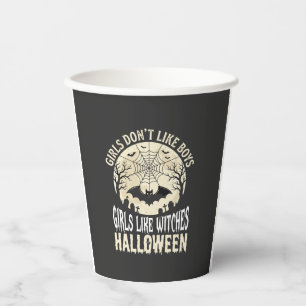 Hexen-Mädchen mögen Halloween-Fledermaus-Design_1 Pappbecher