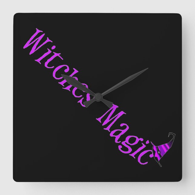 Hexen Magic Hat Quadratische Wanduhr (Vorderseite)