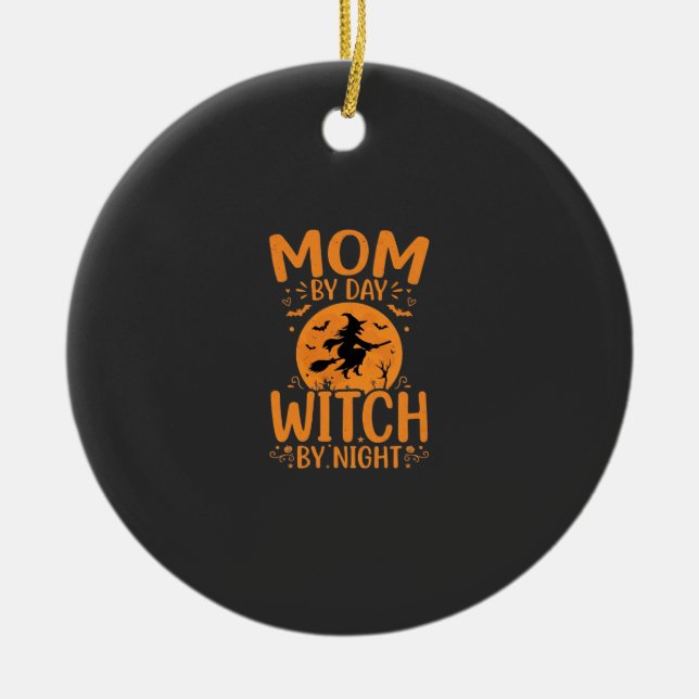 Hexen-Mama Halloween-Design Keramik Ornament (Vorne)