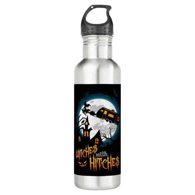Hexen mit heftigem Halloween-Camping Edelstahlflasche (Vorderseite)