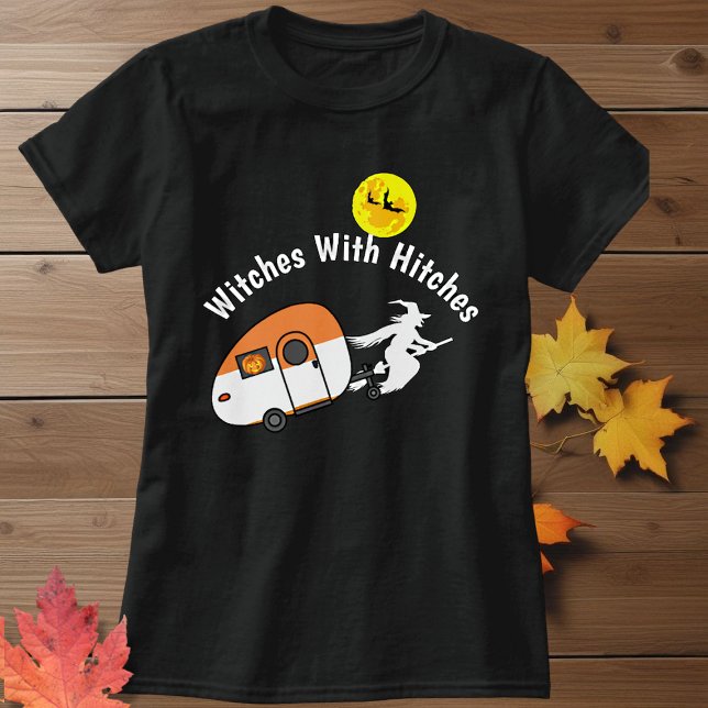 Hexen mit Hitches Halloween Silhouette Camper T-Shirt (Von Creator hochgeladen)