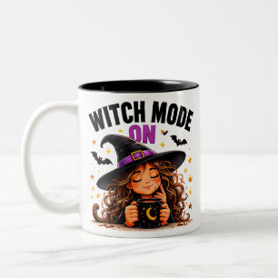 Hexen-Modus aktiviert Süße Kaffeeliebhaber Hallowe Zweifarbige Tasse