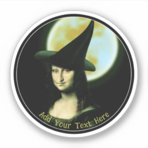 Hexen-Mona-Lisa-Halloween-Vollmond Aufkleber