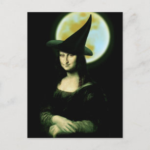 Hexen-Mona-Lisa-Halloween-Vollmond Postkarte