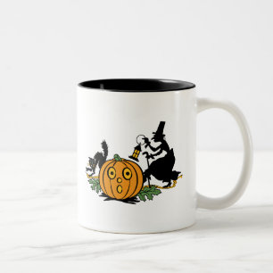Hexen-Mug im Vintage-Stil zu Halloween Zweifarbige Tasse