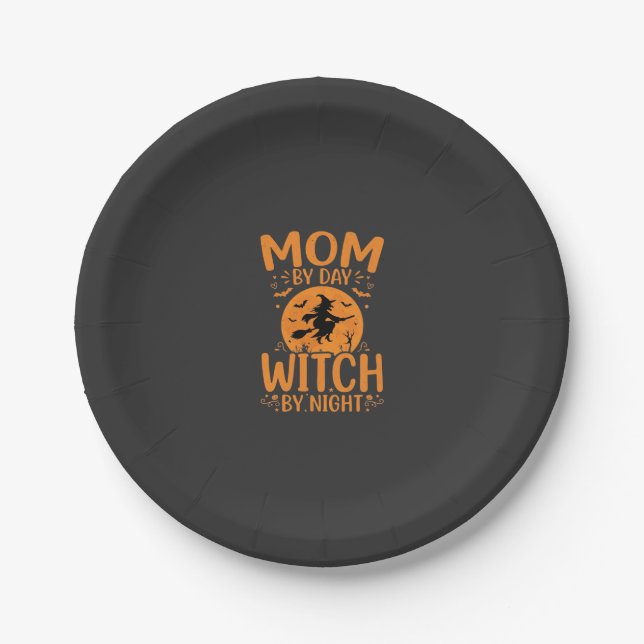 Hexen-Mutter Halloween-Design Pappteller (Vorderseite)
