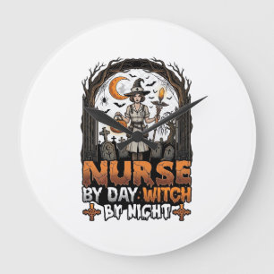 Hexen-Nacht-Halloween-Friedhof-Kürbis_1 Große Wanduhr