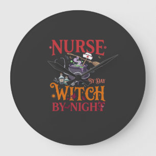 Hexen-Nacht-Halloween-Kessel-Stethoskop Tag der Kr Große Wanduhr