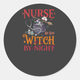 Hexen-Nacht-Halloween-Kessel-Stethoskop Tag der Kr Runder Aufkleber