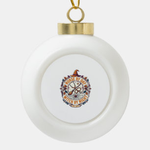 Hexen-Nacht-Halloween-Stethoskop-Besen_ Keramik Kugel-Ornament