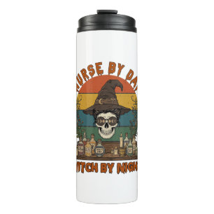 Hexen-Nacht-Halloween-Totenkopf-Pflegekraft-Tag-Po Thermosbecher