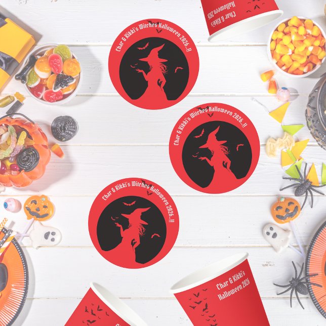 Hexen nur Halloween-Party Runder Pappuntersetzer (Witches Only Halloween Party Round Paper Coaster)
