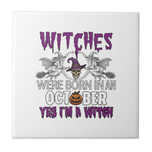 Hexen Oktober Halloween Totenkopf Hexenhut Kürbis_ Fliese