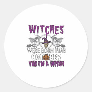 Hexen Oktober Halloween Totenkopf Hexenhut Kürbis_ Runder Aufkleber