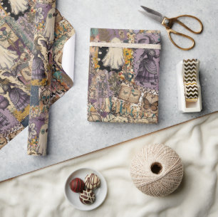 Hexen-Patchwork in Lila und Blau Einzigartige Gesc Geschenkpapier