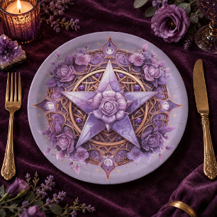 Hexen-Pentakel-Party-Teller – Lila Rosen-Design Pappteller