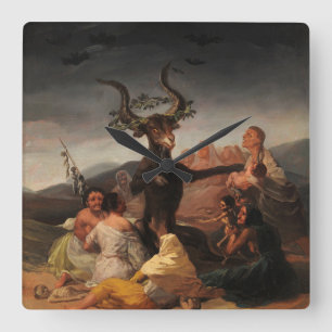 Hexen' Sabbat von Francisco de Goya Quadratische Wanduhr