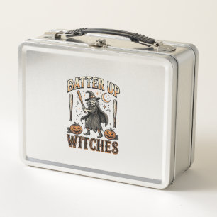 Hexen schlagen Vintage-Halloween-Baseball-Design Metall Brotdose