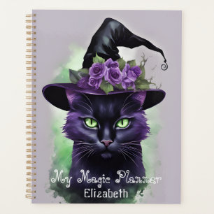 Hexen Schwarze Katze Lila Blume Magie Planer