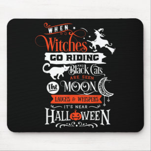 Hexen Schwarze Katzen und Mond Halloween Mousepad