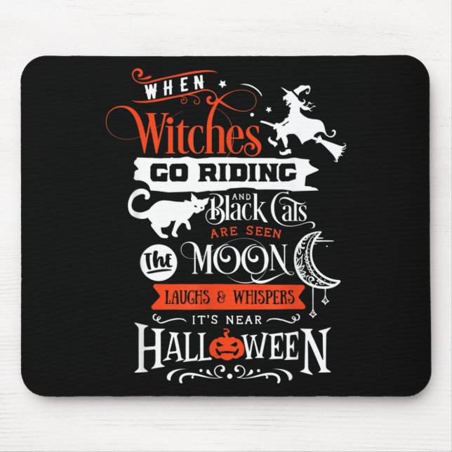 Hexen Schwarze Katzen und Mond Halloween Mousepad (Vorne)