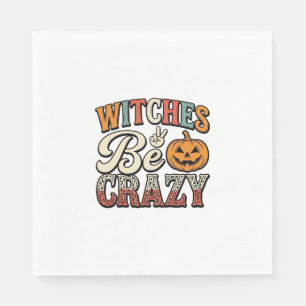 Hexen Sein Verrückt Vintage Halloween-Shirt Design Serviette