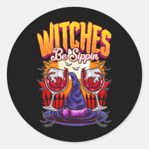 Hexen sind das sonnige Halloween-Party von Sippin  Runder Aufkleber