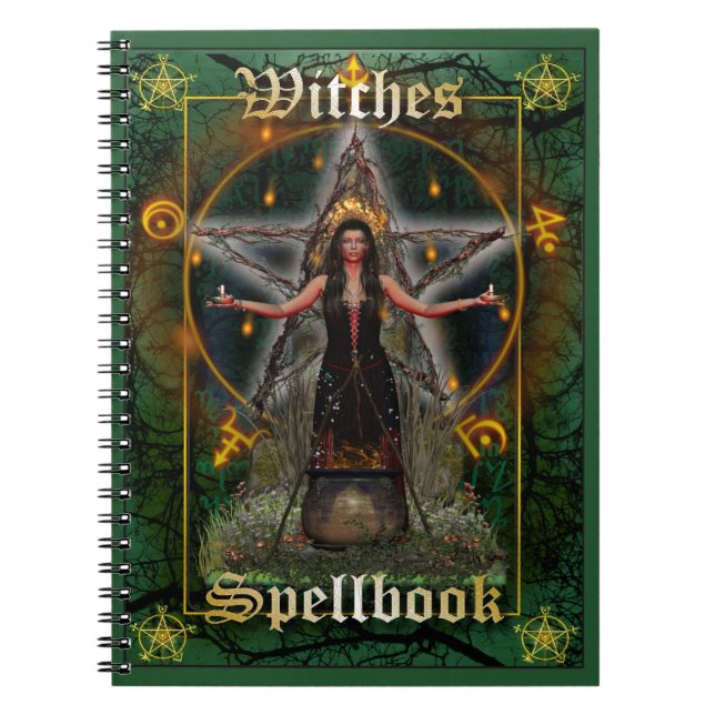 Hexen Spellbook - Erdelement (grüne Abdeckung) Notizblock (Vorderseite)