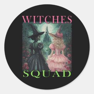 Hexen-Squad Halloween-Hexen Rosa und grüne Hexe Runder Aufkleber
