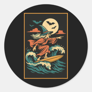 Hexen-Surfing-Design – Tropische Mondmagie Strand  Runder Aufkleber