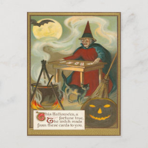 Hexen-Tarot-Fledermaus-Vollmond-Schwarze Katze Postkarte