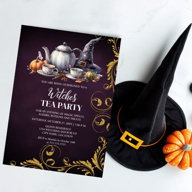 Hexen Tea Party Einladung (Get together for a witches tea by inviting your guests with this elegant invitation.)