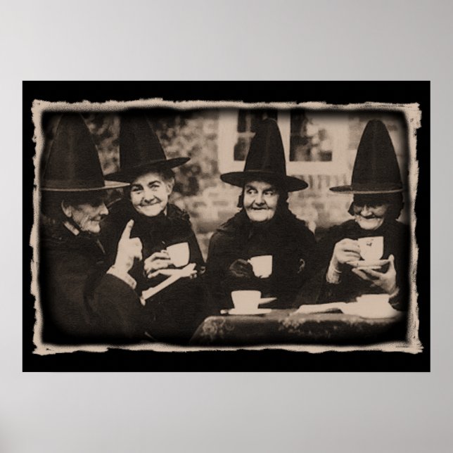 Hexen Tee Party - Schwarz/Weiß Poster (Vorne)