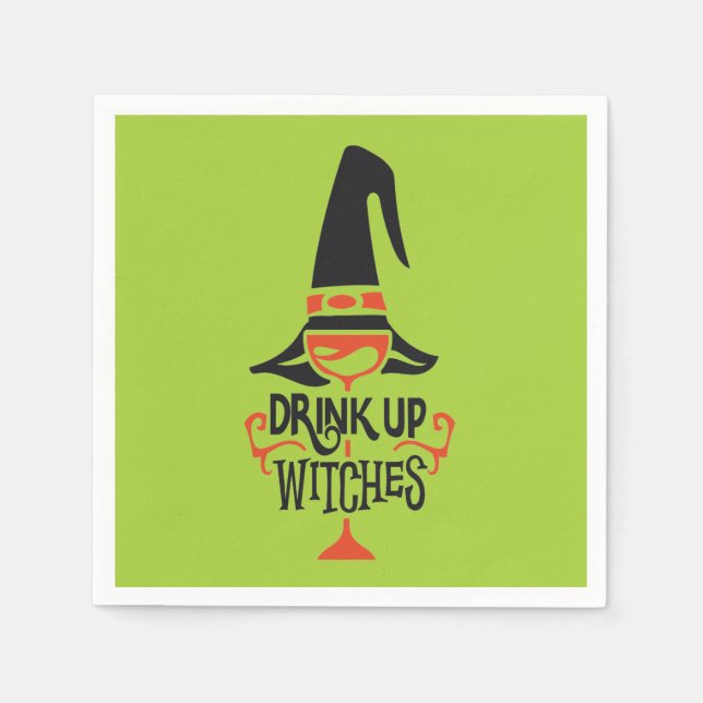 Hexen trinken | Halloween Serviette (Vorderseite)