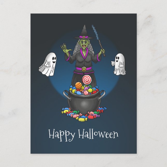 Hexen und Geistertrick oder Halloween-Party behand Postkarte (Vorderseite)