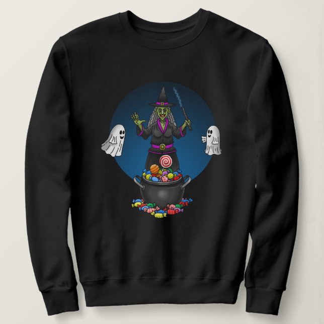 Hexen und Geistertrick oder Halloween-Party behand Sweatshirt (Design vorne)