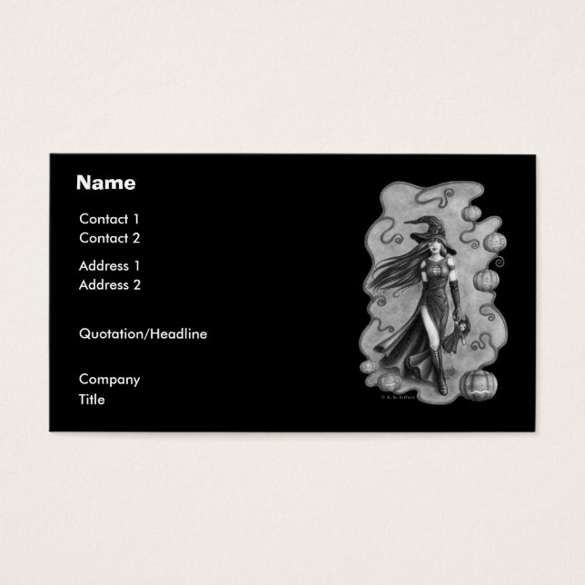 Hexen und Puppen Halloween Visitenkarte (Vorderseite)