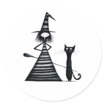 Hexen und schwarze Katze Halloween
