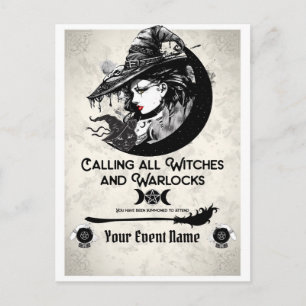 Hexen und Warlocks Vintage Hexen Halloween-Party Postkarte