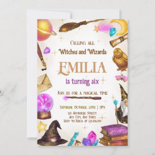 Hexen und Zauberer Girl Birthday Magical Party Einladung