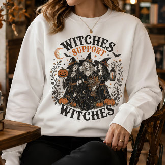 Hexen unterstützen Hexen Vintage-Halloween-Grafik Sweatshirt